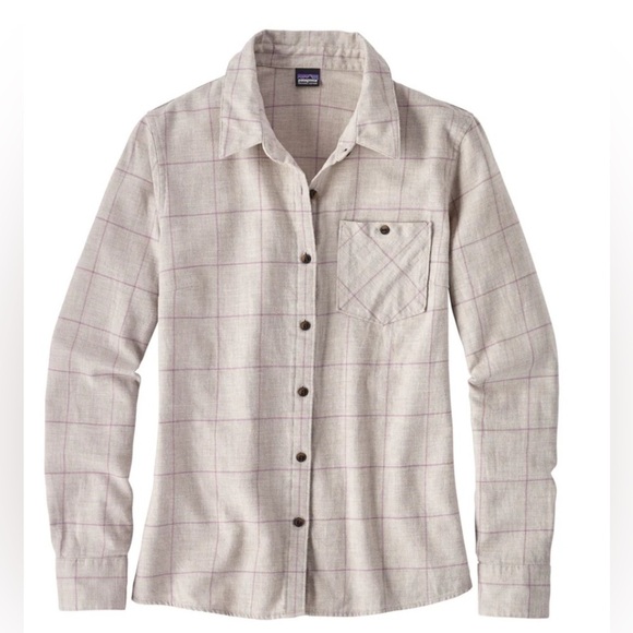 Patagonia Tops - Patagonia Gray and Pink Organic Cotton Shirt Worn W's Heywood Flannel Shirt SZ 6